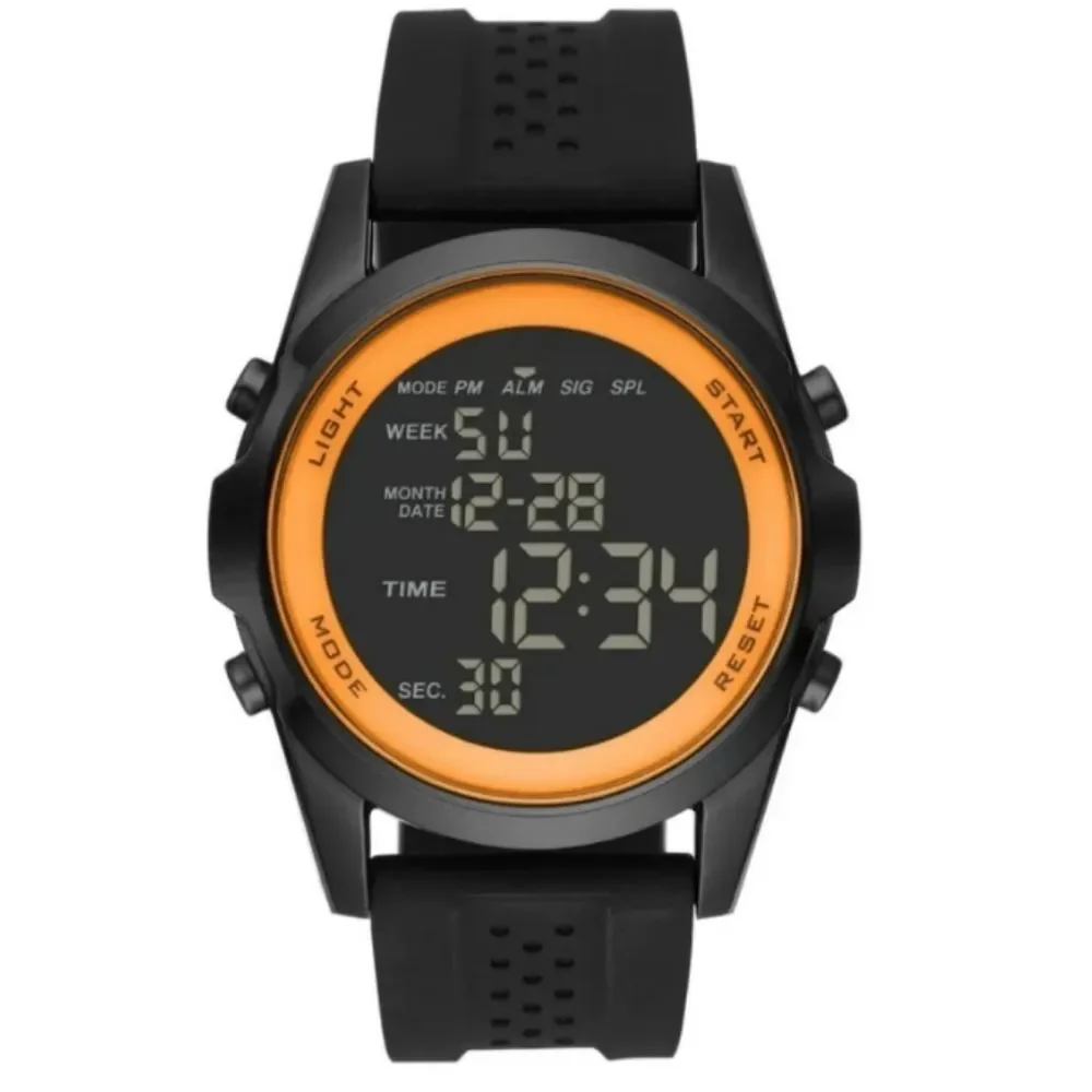NEW in Box George [g] Alarm Stopwatch Wristwatch Rubber/Silicone Band Black Case